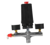 TEHAUX 1 pièce Support de Pressostat Trou avec Manomètres Soupape de Détente de Sécurité Noir