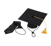 TEHAUX 1 Set Chapeau De Remise De Diplôme Et Cravate pour Chiens en Polyester Noir pour Chiots pour Fête De Diplôme Et Photographies