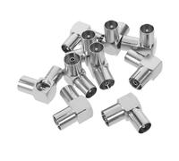 TEHAUX 10 Pièces Adaptateur de Câble Coaxial à Angle Droit en Alliage de Zinc Plaqué Nickel Argenté, Transmission Stable du Signal pour Installation Antenne Tv et Box Set-top à Domicile