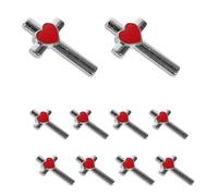 TEHAUX 10 Pièces Épingle Élégante en Alliage Forme Cœur et Croix pour Revers de Veste et Chapeaux, Brillante Solide et Facile à Porter pour Événements de Pâques et Confirmations