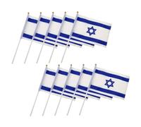 TEHAUX 10 pièces Lot de Drapeaux à Main Israël Polyester Pliables Décorations de Fête Résistantes Aux Intempéries Ornement Patriotique Léger pour Voiture et Maison