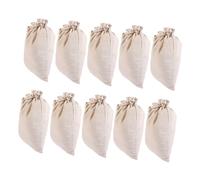 TEHAUX 10 pièces Sachet Coton Réutilisable pour Infusion Thé Bouillon Épices Filtre Robuste et Polyvalent pour Cuisine Maison et Voyage Beige