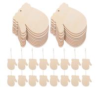 TEHAUX 100 Ensembles Christmas Gloves Wooden Ornaments With Strings Unfinished DIY Christmas Tree Tags Handcrafted Wood Cutouts For Holiday Party Decorations