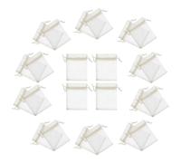 TEHAUX 100 Paquet Présents à Cordon en Organza Beige, Pochettes à Bijoux à Cordon Faciles à Ouvrir et Fermer, Évitent la Perte D’objets, pour Fêtes et Mariages