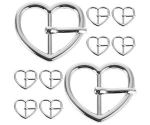 TEHAUX 10pcs Boucles à Ardillon Simples en Alliage Argenté de Cœur, Boucles Décoratives pour Ceintures, Compatibles Polyvalentes, Faciles à Utiliser, Style Décontracté ou Formel
