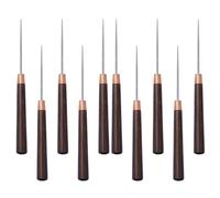 TEHAUX 10Pcs Outils De Couture En Cuir Avec Manche En Bois, Aiguilles à Coudre, PoinçOns De PerçAge, Accessoires De Bricolage Pour RéParation Et Couture, Multi