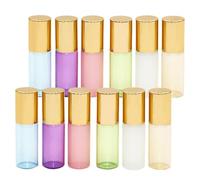 TEHAUX 12 Pièces Flacon D'huile Essentielle Roll-on en Verre 3ml Portable | Format de Voyage, pour Liquides et Huiles Essentielles, Sous-emballage Pratique, Usage Mobile