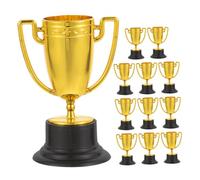 TEHAUX 12 pièces Lot de Mini Trophées Décoratifs Plastique Doré Trophées de Récompense pour Garçon Fille Décorations Festives pour Écoles et Fêtes