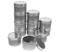 TEHAUX 12 Pièces Pot à Bougies Vide 4 Oz en Fer Blanc Argenté | Bocal Rond Couvercle, Format Compact 4 Oz, Usage Art Craft Project, Look Chic et Pratique