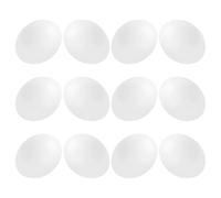 TEHAUX 12 Œufs Artificiels Blancs en Plastique Résistants pour Perroquets et Pinsons, Accessoires Réalistes pour Simulation D'éclosion et Élevage en Cage