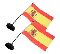 TEHAUX 2 Ensembles Drapeau Espagnol de Bureau Miniature en Polyester avec Base Noire, Résistant la Décoloration, Portable pour Bureau, Célébrations et Événements Footballistiques 2026