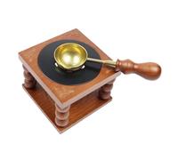TEHAUX 2 Ensembles Set de Fourneau de Hêtre et Cuillère Cuivre pour Fusion de Cire de Cachet Chauffe Cire Portable avec Design Rétro Européen Outil DIY Compact pour et