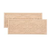 TEHAUX 2 Pièces Appliques en Bois Sculpté Floral Non Peint, Décorations Classiques pour Meubles et Armoires, Facile à Appliquer, Maison Bricolage DIY
