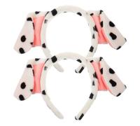 TEHAUX 2 Pièces Bandeau Oreilles Animaux en Tissu Doux Style Dalmatien, Serrage-tête Mignon et Polyvalent pour Fête D'halloween, N'abîme Pas les Cheveux