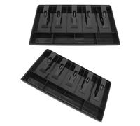 TEHAUX 2 Pièces Boîte de Caisse Noire en Abs avec 5 Compartiments Billets et 4 Compartiments Pièces, Rangement Compact et Tri pour Domicile et Bureau