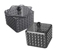 TEHAUX 2 pièces Boîte de Rangement Transparent pour Cotons et Maquillage Organisateur Acrylique Polyvalent pour Salle de Bain Accessoires et Cotons Démaquillants