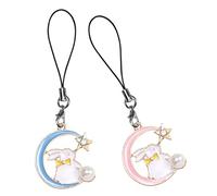 TEHAUX 2 Pièces Breloque Téléphone Kawaii avec Chaînette Portable Pendentif Lapin et Étoile Alliage Décoration Légère pour Téléphone et