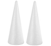 TEHAUX 2 Pièces Cône En Mousse Noël Polystyrène Cônes Pour L'artisanat Cônes En Mousse Pour L'artisanat Sapin De Noel Conique Blanche