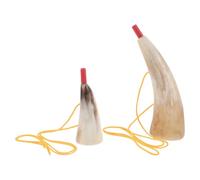 TEHAUX 2 Pièces Corne de Viking en Corne de Bœuf Authentique Son Puissant et Clair, Accessoire Polyvalent pour Cosplay Halloween et Festivals en Plein Air