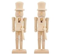 TEHAUX 2 Pièces Figurine Casse-noisette en Bois Non Peinte, Décoration | Décoration Artisanale Beige, Base Stable, pour Chambre et Voiture, Style Simple et Mignon