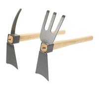 TEHAUX 2 pièces Kit Houes de Jardin Multifonctionnelles Acier avec Manche Bois Outil de Désherbage et Plantation pour Potager et Fleurs et Léger Accessoire Pratique pour Jardinage à