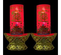 TEHAUX 2 pièces Lampe Bougie LED Sans Flamme pour Temple Bouddhiste Lot de Lampes Électroniques à Piles Design Traditionnel Chinois Décoration Sacrée et Sécurisée