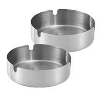 TEHAUX 2 pièces Lot de Cendriers Acier Inoxydable Épais Design Compact et Stable Cendrier Métallique Décoratif pour Maison et Bureau