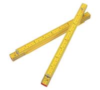 TEHAUX 2 Pièces Mètre Pliant en Bois Double Face, Précision, 1m, Jaune | Marquages Lisibles, Pliage en Cinq Sections, Usage D’une Main, pour Planches, Chantiers et Bricolage