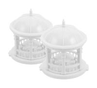 TEHAUX 2 Pièces Pavillon Miniature Européen Rond 1: 100 | Maquette Décorative pour Scènes Zen, Pose Stable, Collectionneurs et Bonsaï, Usage sur Bureau