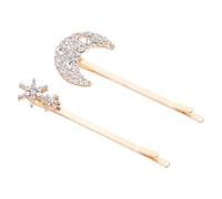 TEHAUX 2 Pièces Pince à Cheveux Formes Lune et Flocon, Style Rétro Élégant en Alliage de Zinc Or avec Cristaux Accessoire Cheveux pour Tous Types de Coiffures