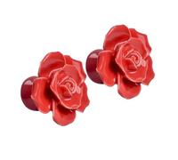 TEHAUX 2 pièces Poignée de Meuble Porcelaine Rose Rouge Bouton Tiroir Céramique Élégant Poignée Porte Placard Décorative Lot Vis Métal pour Armoire Cuisine et Commode