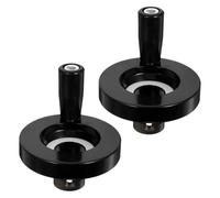 TEHAUX 2 Pièces Poignée pour Machine à Fraiser et Cric de Remorque Grip Renforcé Ronde en Bakélite et Alliage D'aluminium Manivelle Noir et Installation Double Polyvalente pour Réglages