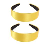TEHAUX 2 Pièces Serre-tête Large Satin Jaune Bandeau Uni Élégant et Créatif pour Femmes et Filles Accessoire Cheveux Pratique et Décoratif