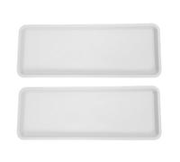 TEHAUX 2 Pièces Soucoupe Rectangulaire pour Pot de Fleurs, Plastique Blanc | Bac de Drainage, Collecte des Excès D'eau, Intérieur et Extérieur, pour Jardinières et Appuis
