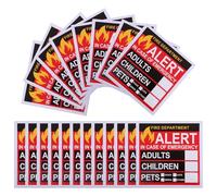 TEHAUX 20feuilles Autocollants Alerte Sécurité Incendie Fenêtre pour Personnes et Animaux Stickers Urgence Numérotés pour Sauvetage pour Pompiers et Équipes de Secours