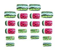 TEHAUX 24 Pièces Faux Ongles Courts Carrés Français Vert Motif Pastèque | Plastique Réutilisable, Finition Lisse et Effet Salon, Couverture Complète, pour Pique-niques et Fêtes Plage