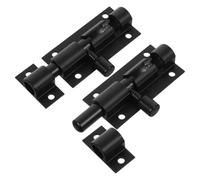 TEHAUX 2pcs Loquets de Porte pour Porte de Grange de Remise en Alliage D'aluminium Noir Modernes et Bien Polis Résistants la Déformation pour Sécurité Renforcée Bars et Études
