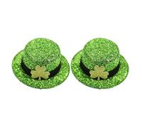 TEHAUX 2pcs Pinces à Cheveux Chapeau Haut-de-forme Vert pour Fête Saint-patrick en Pet et Tissu, Accessoires Cheveux pour Photo Booth Party