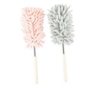 TEHAUX 2pcs Plumeaux en Microfibre Télescopiques Manche Extensible et Acier Inoxydable, Plumeaux Ménagers Flexibles Anti-chute pour Nettoyage des Meubles