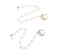 TEHAUX 2pièces Anneaux de Nez Pendants pour Femmes avec Chaîne Décorative et Perles de Simulation Bijoux de Visage