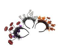TEHAUX 3 Pièces Bandeau Halloween en Plastique Léger Tête de Mort et Dents de Vampire, Accessoire pour Cheveux Original et Essentiel pour Fêtes D'halloween en Extérieur