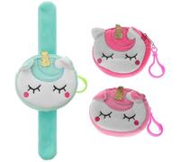 TEHAUX 3 Pièces Bracelet à Claquer Licorne, Porte-Monnaie Garçon et Filles | Peluche et Pp Coton, Format Poignet Pratique, pour École, Fête, Jeux, Lot de Trois