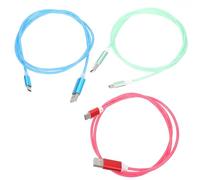TEHAUX 3 pièces Câble USB-c Lumineux LED RGB Charge Rapide TPE Flexible pour Téléphones et Ordinateurs Cordon Chargeur Pratique et Résistant