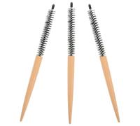 TEHAUX 3 Pièces Peigne Rond et Coiffer les Franges et Moustaches Petit Format en Bois et Métal Poils Ultra Fins en Nylon, Multifonctionnel pour Boucler, Donner du Volume