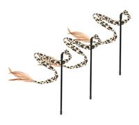 TEHAUX 3pcs Jouets pour Chats Portable Plume Imprimé Léopard, Bâton Interactif en Tissu pour Chatons, Favorise l'exercice la Maison