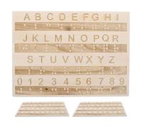 TEHAUX 3pièces Tableau Braille Bois avec Points Outil Apprentissage Tactile pour Garçon Fille Aveugles Lettres Complet Couleur Aléatoire