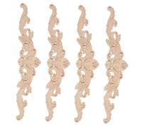 TEHAUX 4 pièces Appliques Sculpté Massif Non Peint pour Décoration Mobilier Cadre de Lit Portes Armoire Élégantes Ornements Appliques Sculptées pour Ambiance Intérieure