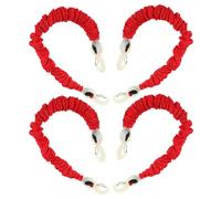 TEHAUX 4 Pièces Bande de Résistance Rouge 20lb en Silicone et Polyester Légère pour Entraînement Complet du Corps Poignée d'exercice, pour Résistance des Jambes et Fitness