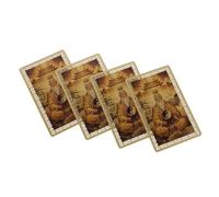 TEHAUX 4 Pièces Carte Métallique du Dieu Richesse, Amulette Amulette | Format Compact et Portable, Métal Imperméable, Esthétique Chinoise Traditionnelle et Moderne, pour Portefeuille