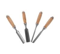 TEHAUX 4 Pièces Ciseaux à Bois pour Sculpture Acier Solide Manches en Bois Ergonomiques pour Restauration de Meubles et Débutants